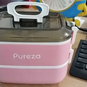 Kotak Makan 1650ML Besar Bento Box 4 Sekat lunchbox Anti Bocor Wadah Makanan Praktis Sendok Garpu Kotak Praktis Sekolah Kantor