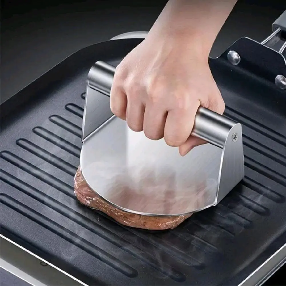 Penekan Daging Hamburger / Burger Patty Smasher Meat Press 14cm / Alat Tekan Tumbuk Daging / Stainless Steel