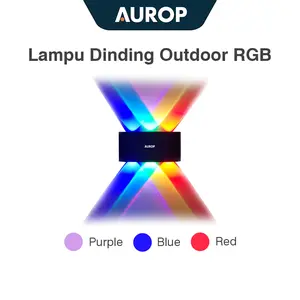 Aurop  12leds Lampu Dinding Led Warna-warni Outdoor Minimalis Hias Taman Anti Air IP65 untuk Ruang Tamu Kamar Tidur Hitam Putih ABS Gaya Eropa Modern 85-265V
