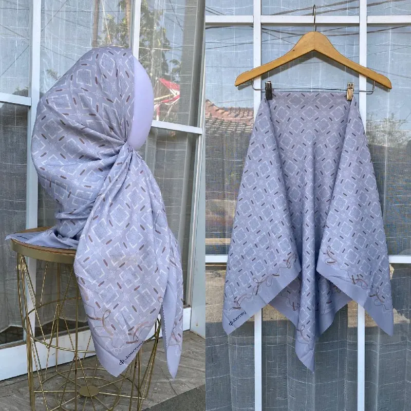 SEGI EMPAT VOAL MOTIF SERIES JP JORNEY | SEGI EMPAT MOTIF VOAL LASERCUT Jilbab Square Muslim Kerudung Printing Mewah 5