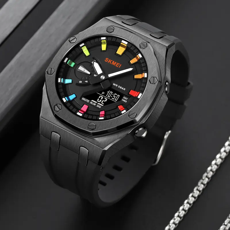Jam Tangan Pria Analog-Digital World Time Tahan air SKMEI 2243 6