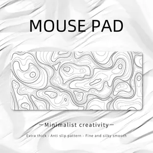 Contour Line Mouse pad Custom Slip-Resistant Black White Texture Essentials DeskMat Besar Lebar Gaming Mousepad Karet Anime Cartoon Aesthetic 80x30cm 26x21cm COD