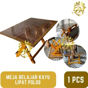 Meja Lipat Polos - Meja Belajar Kayu Lipat Polos - Meja Mengaji Laptop Les Motif Polos - Meja Kerja