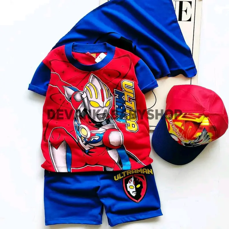 BAJU ULTRAMAN ANAK LAKI LAKI SETELAN ANAK SUPERHERO SAYAP BISA PAKAI TOPENG DAN TOPI UNTUK UMUR 1-10 TAHUN Fashion 2