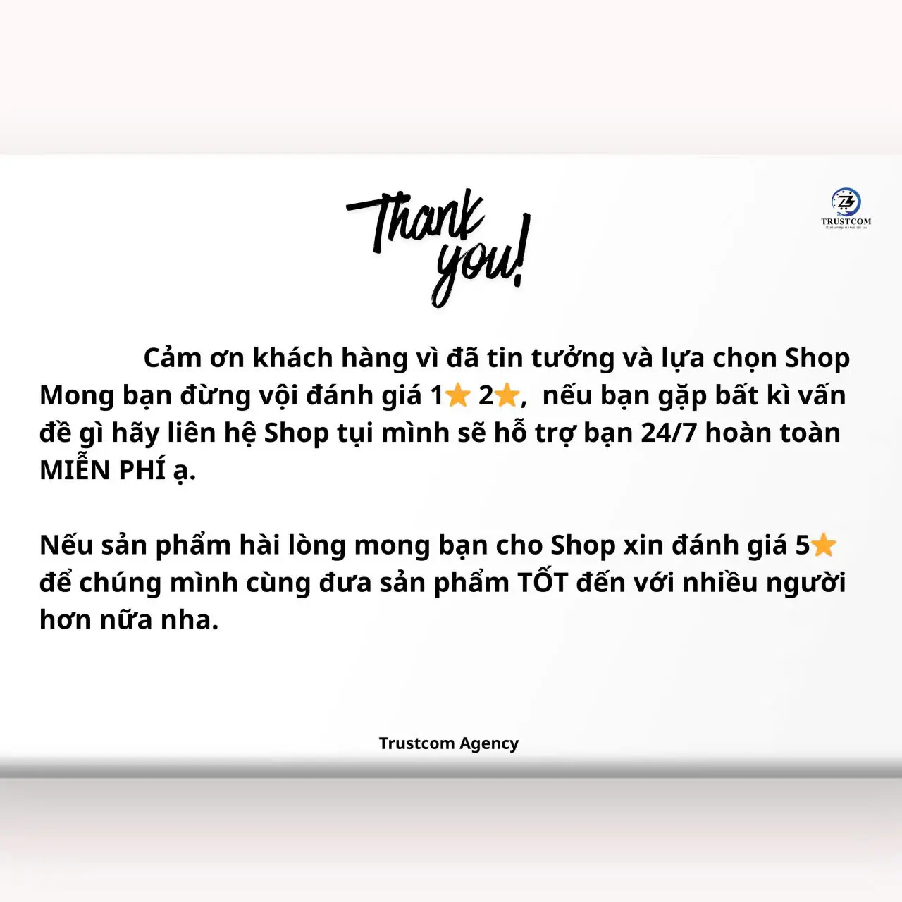 Thư Cảm Ơn - Kèm Hướng Dẫn Đổi Trả