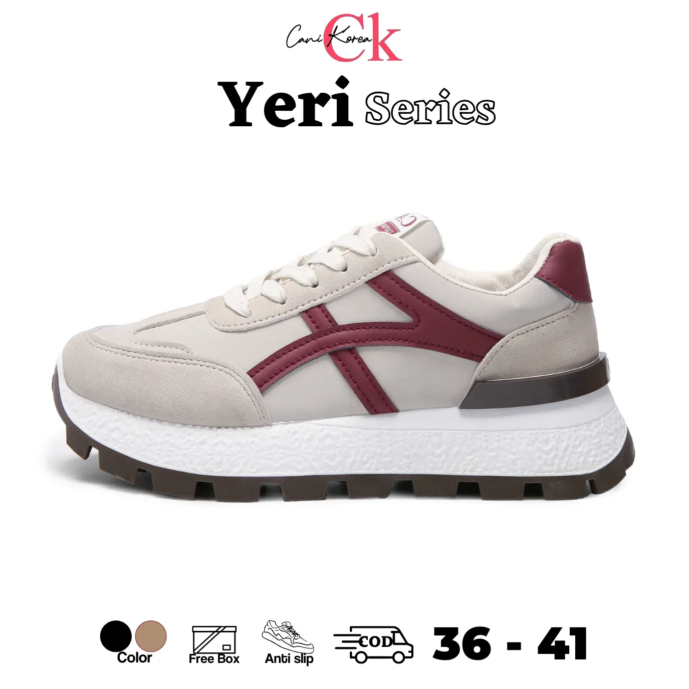CANIKOREA Yeri Sepatu Wanita Kasual Sneaker Senam Sport Fashion Sol Karet Empuk K9238