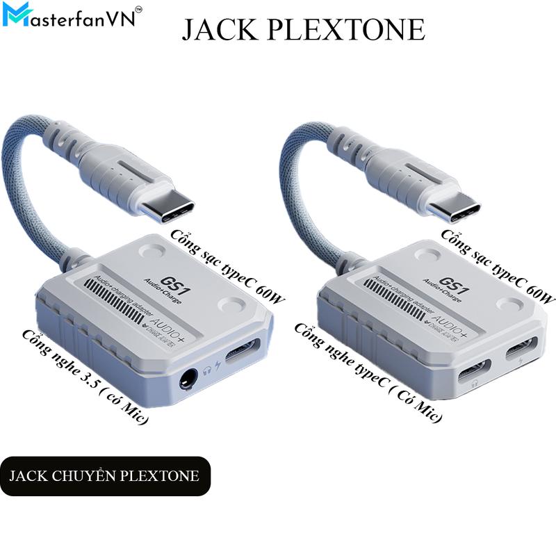 Đầu Jack chuyển đổi PLEXTONE GS1 2 trong 1 hỗ trợ âm thanh 3.5 mm PD AUX Type C 60W sạc nhanh cho Samsung Huawei Sạc Điện Thoại Usb