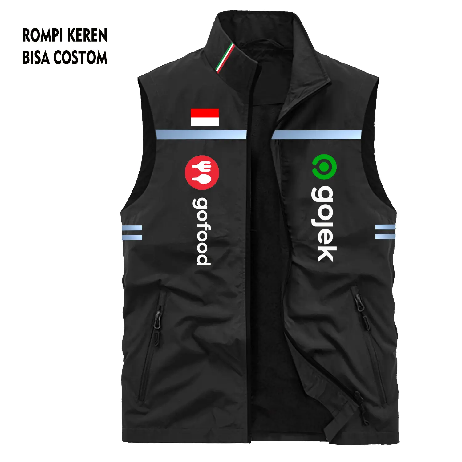 Bisa Custom Rompi Scotler Driver Gojek - Vest Pria Motif List Menyala Tersedia 6 Warna - Jaket Rompi Ojol Best Seller Bisa COD
