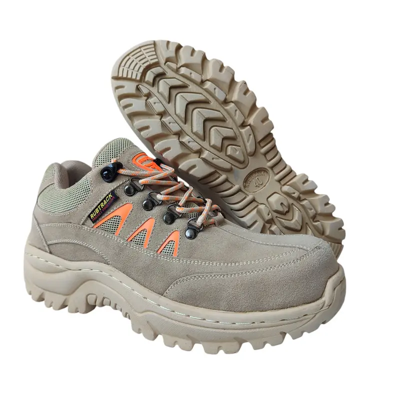sepatu safety pria ujung besi double suede cream tan brown boots karet sepatu Kerja Shoes Hitam Black 1