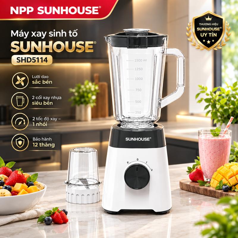 Máy xay sinh tố đa năng Sunhouse SHD5114 - Công suất 450W - Lưỡi dao inox sắc bén