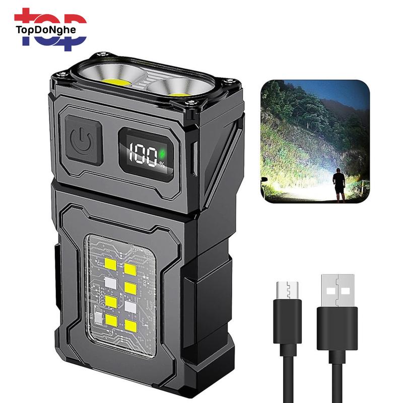Đèn pin COB siêu sáng 7 chế độ – Đèn pin sạc USB mini công suất cao chống nước, pin 2000mAh, nhỏ gọn tiện dụng cho thợ điện, du lịch, cứu hộ