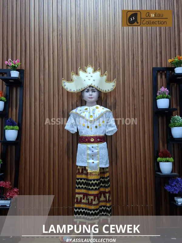 Baju Adat Lampung Anak satuan (Laki/Cewek) Pakaian Aksesoris 2
