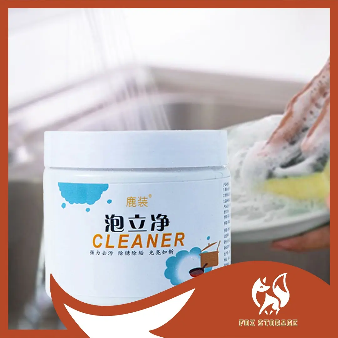 FOX STORAGE Kitchen Pot Stain Cleaner Powerful Descaling Powder Pot Grease Remover Kitchenware Pot Bottom Wok Rust Removal Bubble Powder Anti-rust Anti-oxidation Long-Lasting Bright