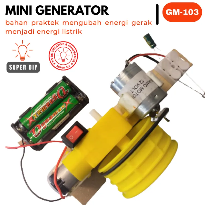 GM03 GENERATOR MINI UNTUK EDUKASI / MINI GENERATOR / DINAMO GENERATOR / MENGUBAH ENERGI GERAK MENJADI ENERGI LISTRIK 0