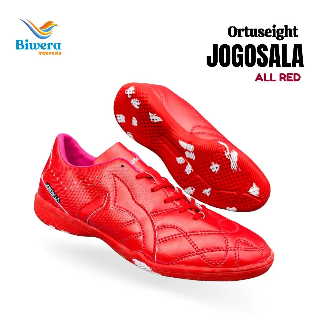 SEPATU FUTSAL ORTUSEIGHT UKURAN DEWASA WARNA ALL RED set lengkap