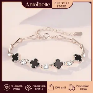 Antoinette Jewelry Gelang Daun Semanggi Perak 925 - Desain Mewah Minimalis, Hadiah Ulang Tahun Elegan Simbol Keberuntungan