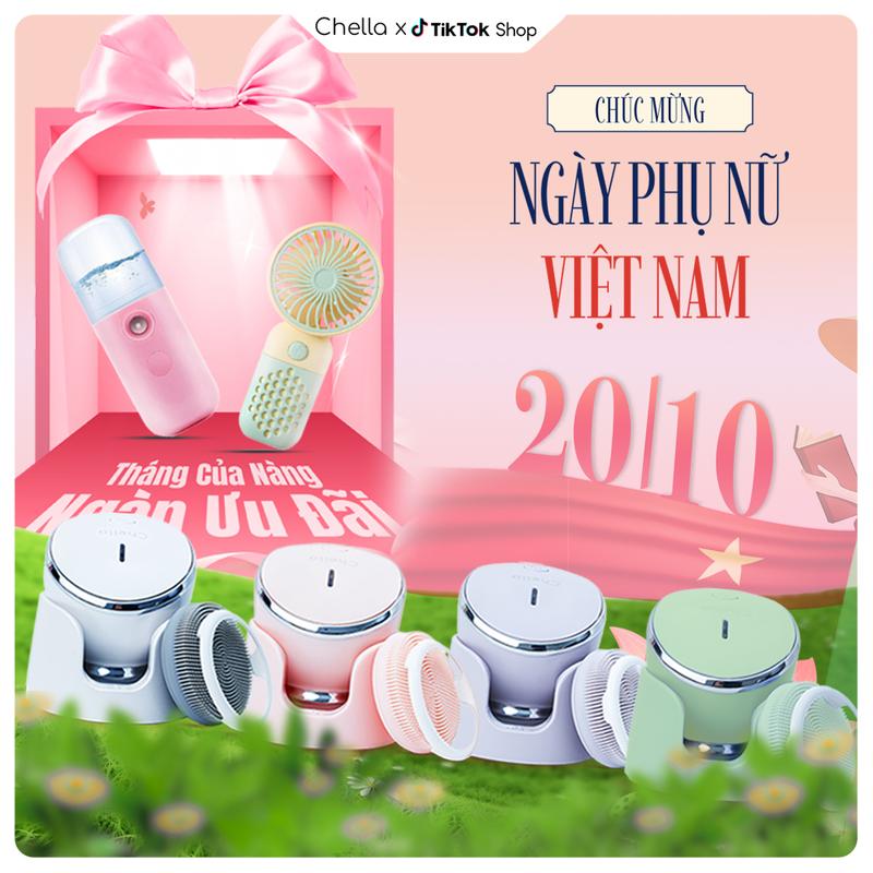 Chuột Rửa Mặt Chella 4 trong 1 - Máy Rửa Mặt kiêm Tẩy Trang, Đẩy Tinh Chất và Nâng Cơ - Bảo hành 365 ngày
