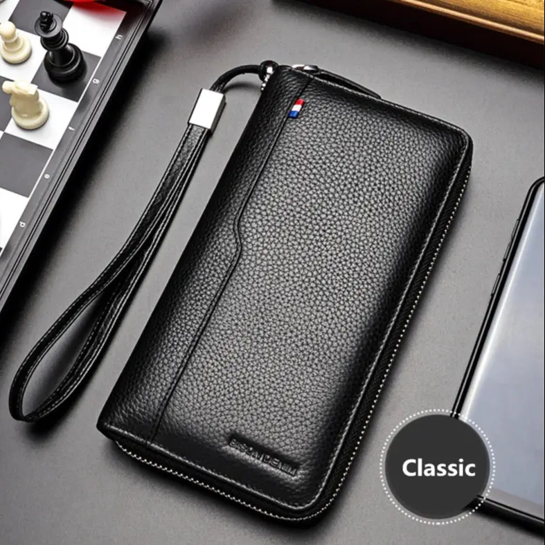 Bison Denim Dompet Panjang Kartu Clutch Pria Kulit Sapi Asli W8226