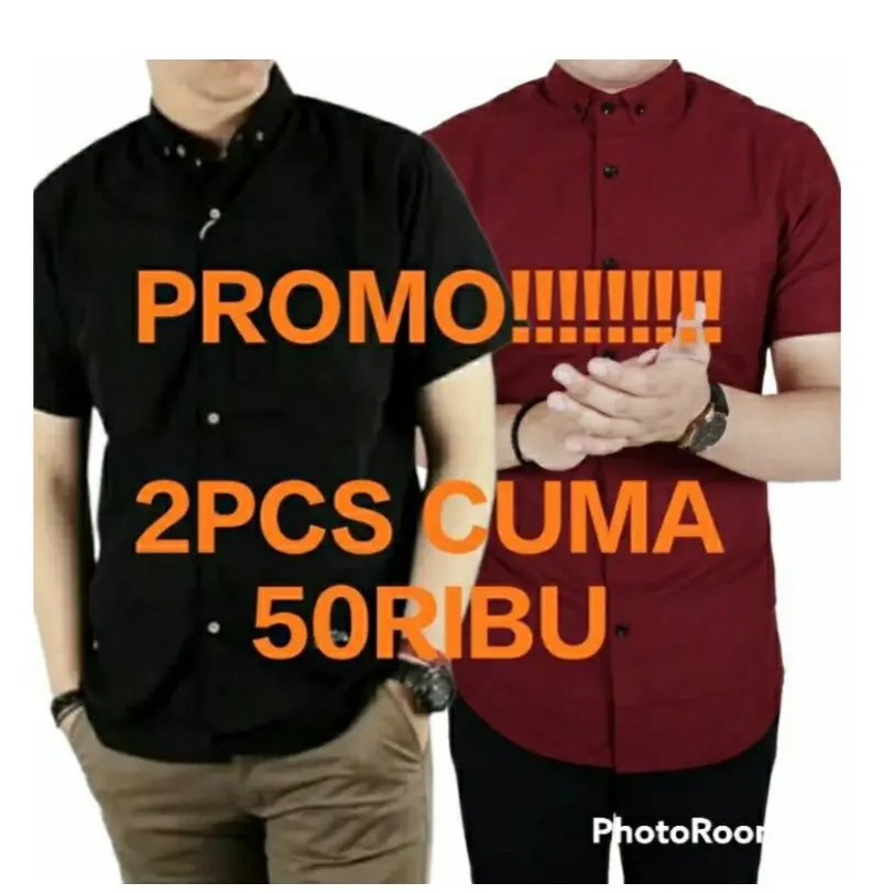 Paket 2 Pcs Kemeja Polos Lengan Pendek Dewasa Casual Slimfit Formal kekinian