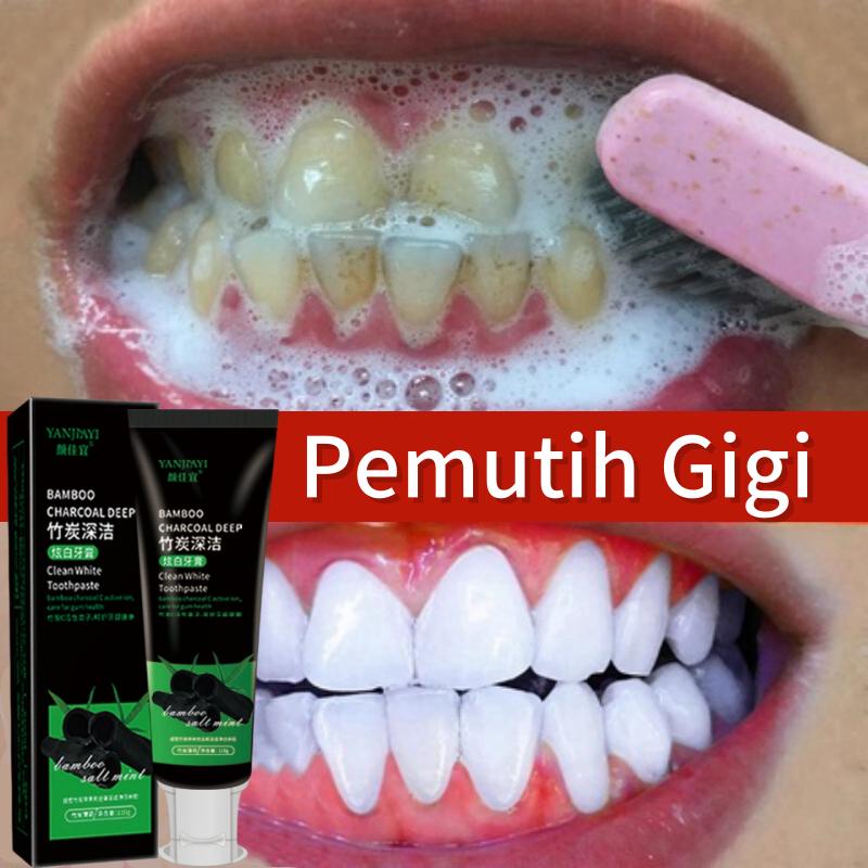 Pemutih gigi Whitening toothpaste Odol pemutih gigi dan karang gigi Bamboo Charcoal Toothpaste Pembersih Pemutih Karang Gigi - 110ml