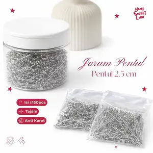 Jarum Pentul Silver ANTI KARAT Tajam Isi 150 Pcs Pin Pentol Hijab Jilbab Kuat Tidak Merusak Kain untuk Hijabi Modern Muslim Kerudung