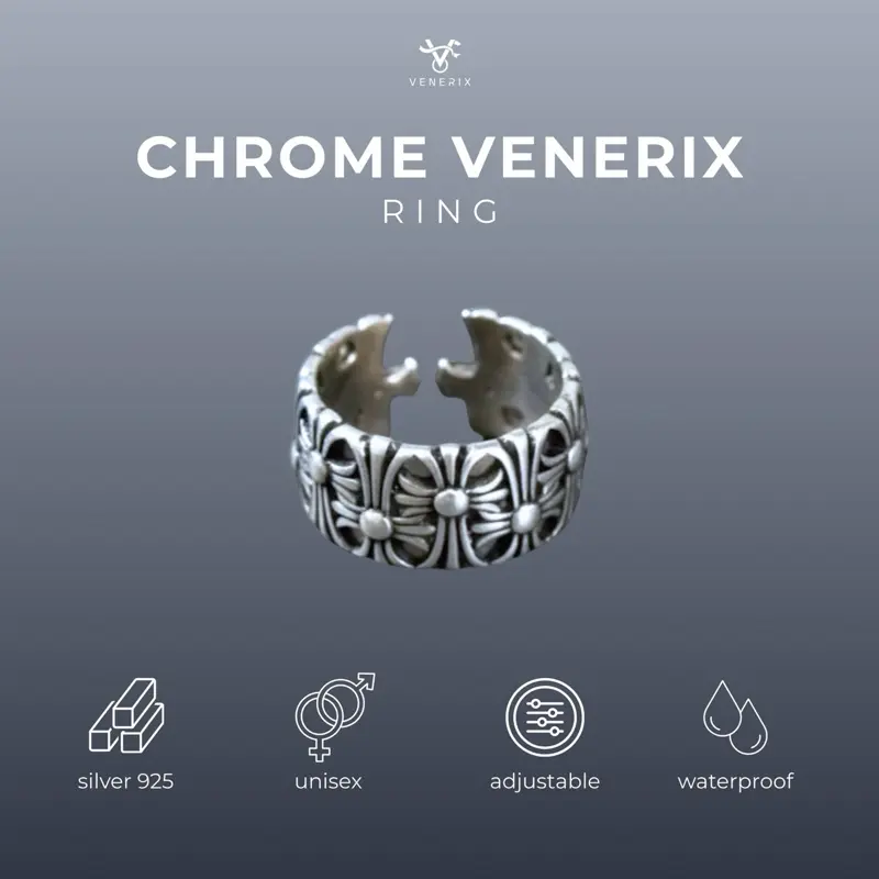 S925 CHROME VENERIX RINGS ADJUSTABLE PREMIUM ELEGANT CINCIN MEWAH