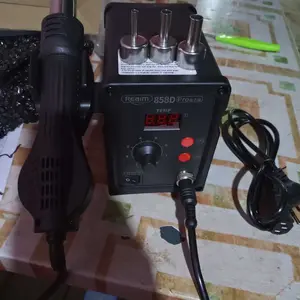 REAIM Solder Listrik Set Lengkap Solder Listrik Solder Uap Solder Station 2in1 8586D Hot Gun Blower Service HP Solder Digital LED Display 450W 100-500°C