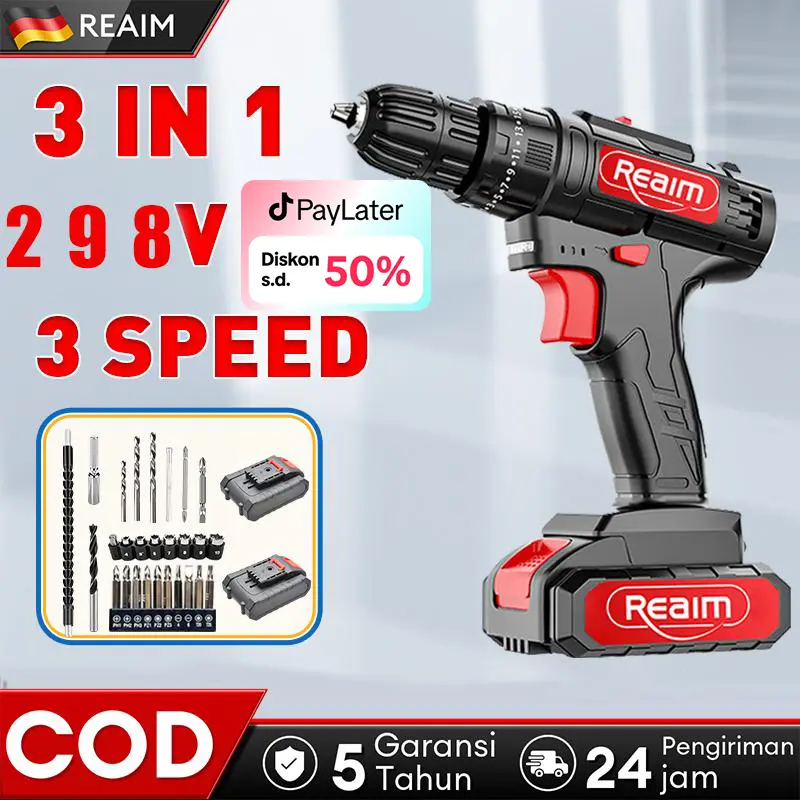 Mesin Bor Bor Baterai Bor Listrik Bor Tanpa kabel Mesin Cordless Screwdriver Murah Bor Impact Cordless Besi Tembok Beton Kayu Bor Listrik Set