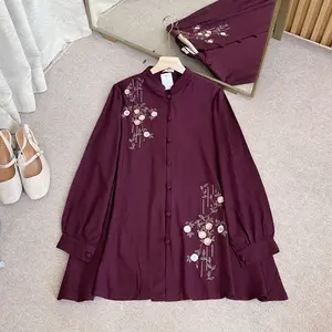 Paula Blouse | blouse kerja blouse embroidery Bordir Busui Cantik Kancing Linen Katun Muslim