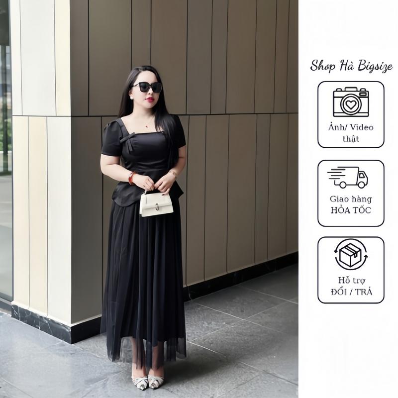 BỘ ĐI TIỆC TAFTA ÁO VÀ CHÂN VÁY DÀI SANG TRỌNG BIGSIZE 60KG - 90KG