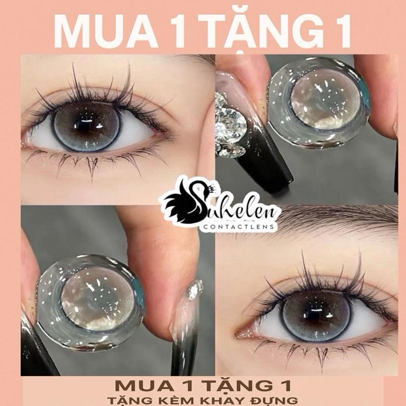   CÓ CẬN KÍNH ÁP TRÒNG MÀU  XÁM  RENY fiter 2 MÀU PhONG CÁCH DOUYIN  giãn To 14.5  Lens Mắt có 