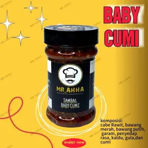 Sambal Mr. Ahha Baby Cumi/Tongkol Suwir/Udang/Pete/Ati Ampela/Bawang 150gr Tanpa Bahan Pengawet - cabe merah Food Makanan Instan