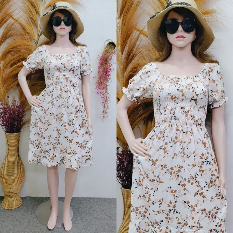 RSD - Dress Kerut Lily Pendek Casual Wanita Dewasa Motif 3
