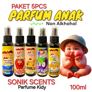 Paket 5pcs Parfum Kidy 100ml Parfum Anak Non Alkhohol Bpom Mengandung Skin Nice Niacinamide Castor Oil Perfume Minyak Wangi anak Red Anggur Banana Mango  Vanila Wanginya