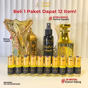 PAKET Kasturi Kijang 10 BOTOL Bonus Tasbih & Parfum Sajadah Original Arabique Parfume MURAH Minyak Wangi Parfum Sunnah Halal 100% NON ALKOHOL 10 Botol