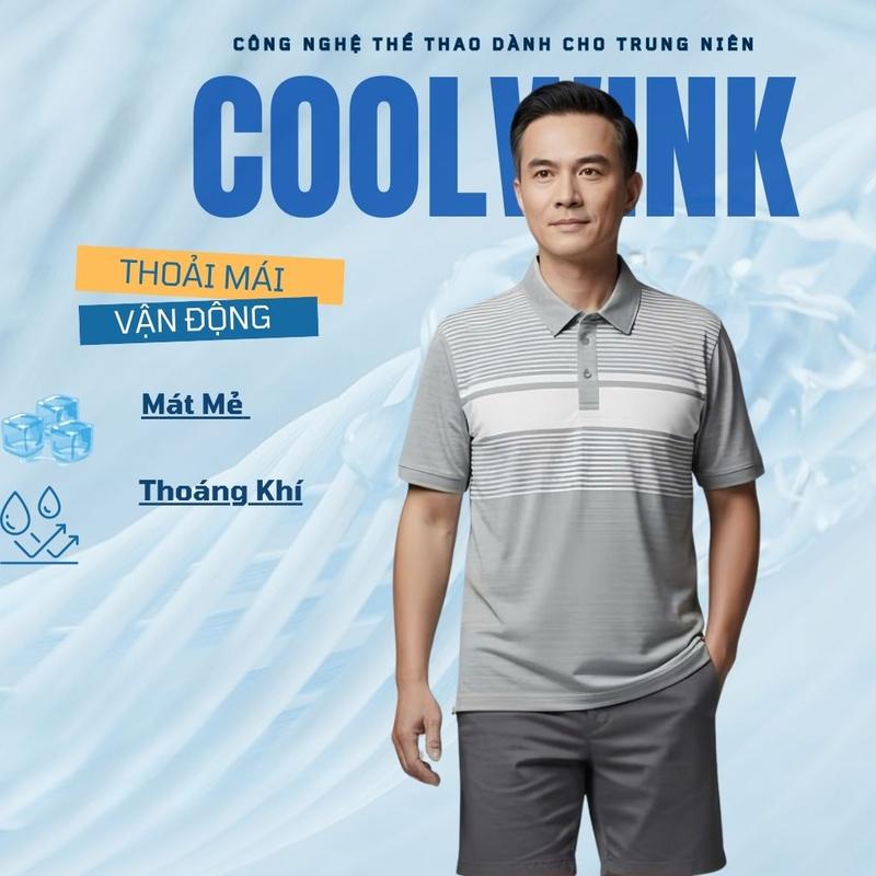 Áo thun polo nam THÁI KHANG vải thun lạnh mặc cực mát co dãn 4 chiều ATK36 Menswear Top Có Cổ Cộc Tay Ngắn Tay Shirt
