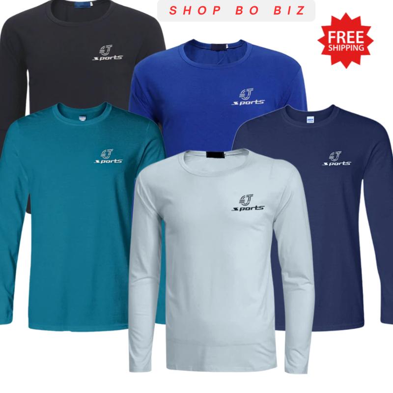 Combo 5 áo Đẹp giá rẻ thun nam dài tay cổ thấp mặc giữ nhiệt mùa đông chống nắng chơi thể thao cầu lông chạy bộ tập gym - ADT05