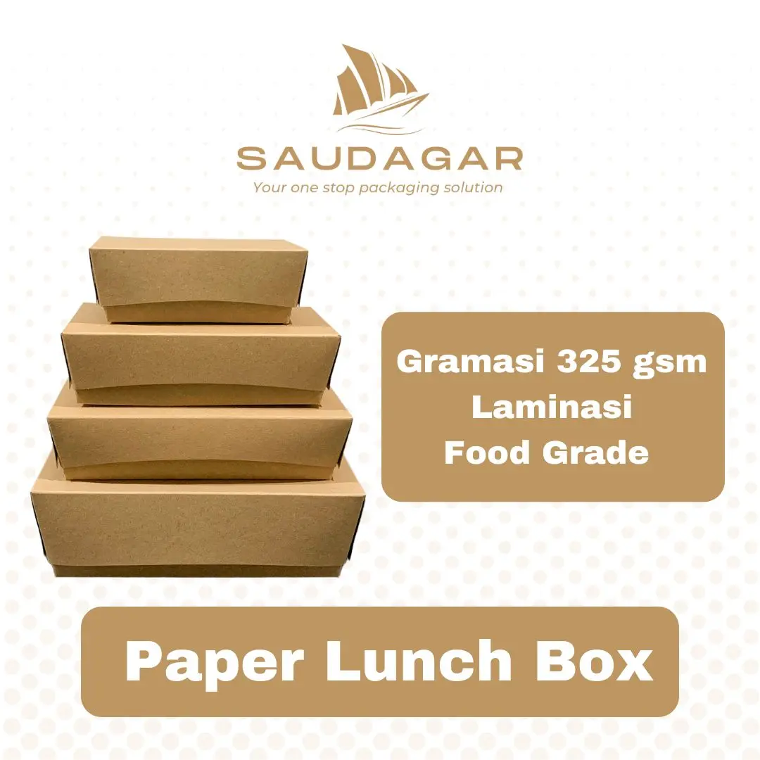 Lunch box paper / dus kotak nasi coklat kraft laminasi per 25 pcs
