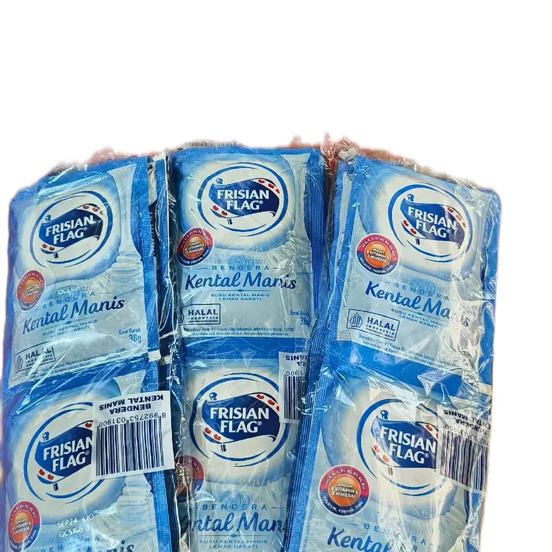1 Pak ( isi 6 sachet) Susu Kental Manis FRISIAN FLAG Bendera kemasan sachet 38 gr Rp 8.500 3