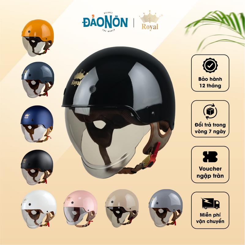 (Tặng áo mưa) Mũ bảo hiểm Royal M239 kính âm size M L XL XXL cho nam và nữ đi xe máy, mô tô - Đảo Nón Store - Helmet