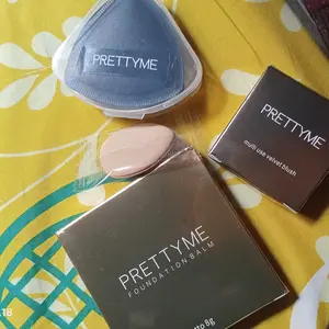 PRETTYME BUNDLING !! Foundy Balm & Velvet Blush Perfect Duo Complete Base & Blush Makeup Set Daily Glow Natural Flush Flawless Glow Complexion Set
