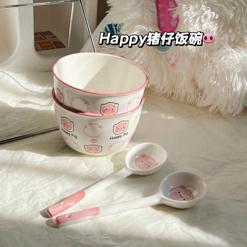 SET 2 BÁT SỨ + 2 THÌA SỨ HÌNH DỄ THƯƠNG, COMBO 2 BÁT 2 THÌA SỨ HÌNH VẼ ĐÁNG YÊU , BÁT GIÚP BÉ ĂN NGON 2
