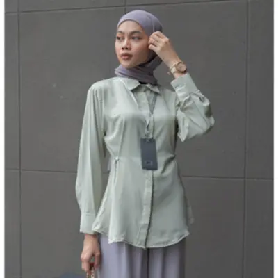 KEMEJA SEAMLESS AERA POLOS STRECH PREMIUM OFFICE B680 Baju Panjang Tangan Wanita 2