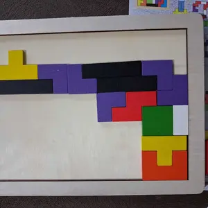 TAIYO Mainan Anak Puzzle Kayu Tangram Tetris Russian Block Basic Edukasi Shape Wood Intelligence
