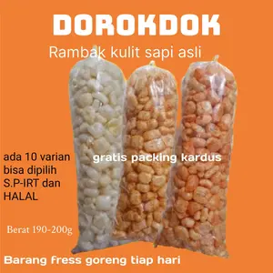 Kerupuk Kulit sapi Super Spesial,Dorokdok (Rambak kulit sapi asli) Food viral dorokdok kerupuk  kulit Snacks,  185-200g