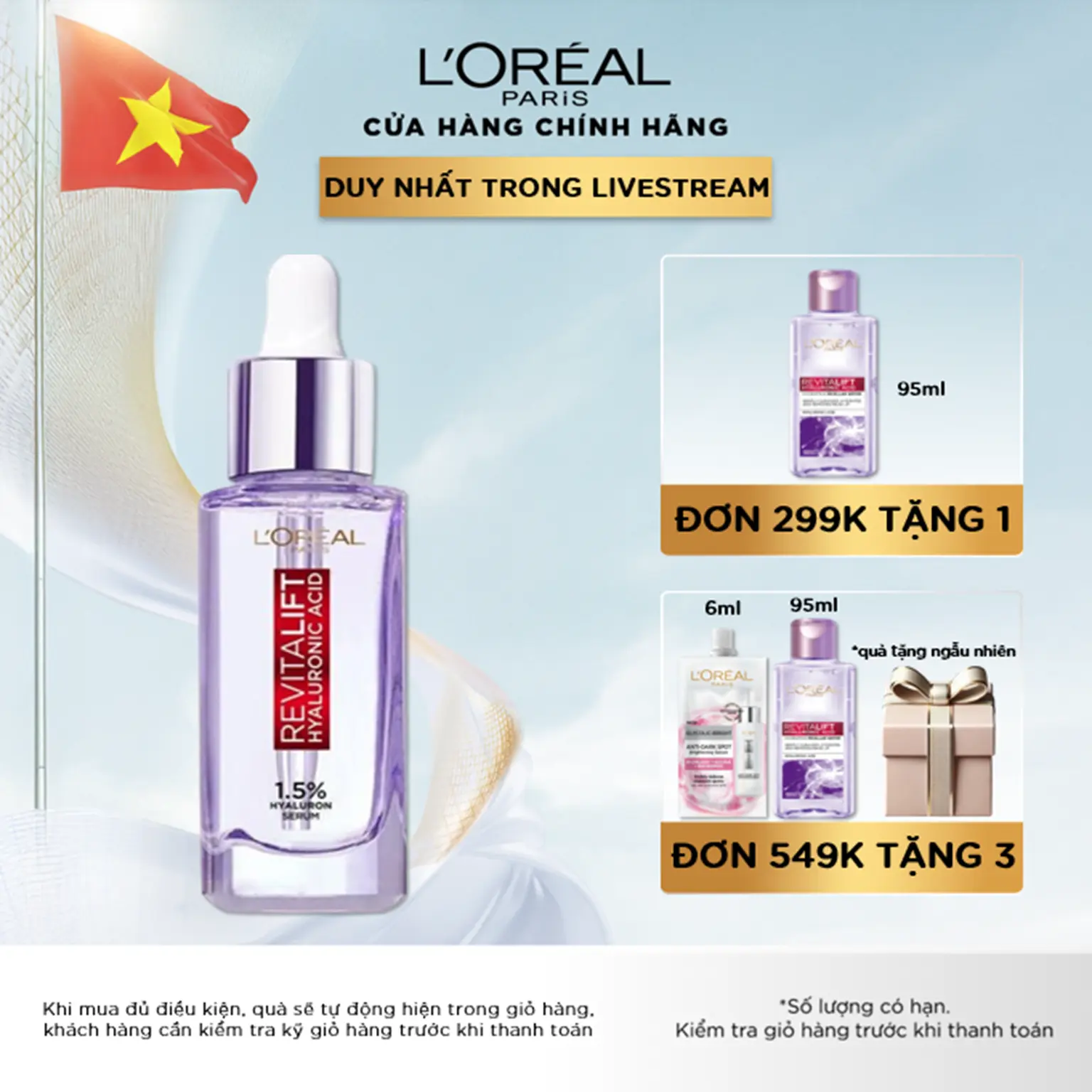 Serum dưỡng cấp ẩm, căng mướt da Revitalift 1.5% Hyaluronic Acid L'oreal Paris Serum 30ml Skincare Làm Đẹp Da Dưỡng Ẩm Da