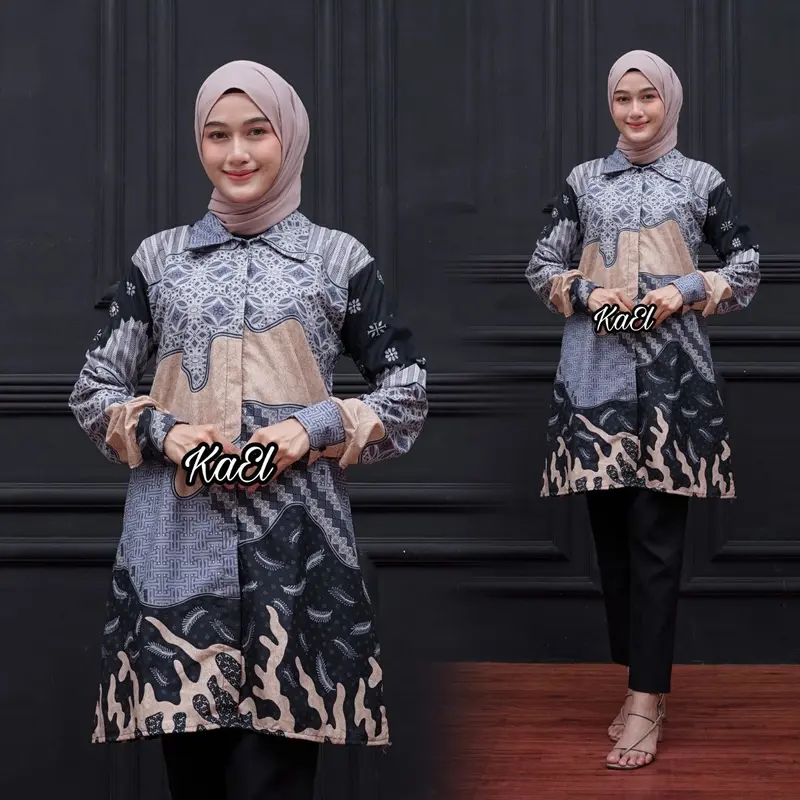 Tunik Batik Wanita Jumbo Big Size ld 120cm Modern Terbaru | Tunik Batik Modern Seragam Kantor Guru Big Size M L XL XXL JUMBO Kain Kancing Katun Tebal Atasan Panjang Kerja 6