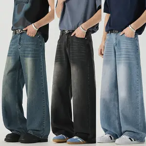 Celana jeans pria panjang baggy Retro pants celana denim dewasa cowok loose fit korean style