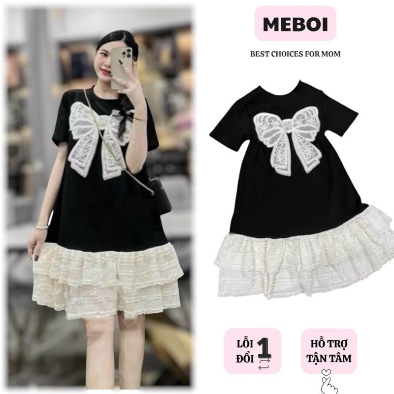 Váy bầu tiểu thư babydoll phối chân xòe đính Nơ Ngọc váy bầu chất cotton loại 1 thoáng mát đầm bầu freesize mẹ Bối VB03