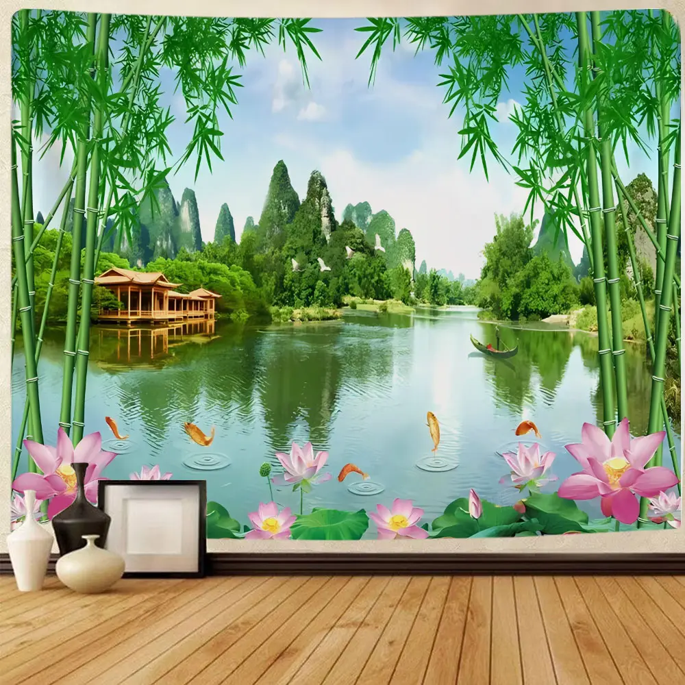 ผ้าพื้นหลังภูมิทัศน์ธรรมชาติ, ผ้าตกแต่งห้องนอน, หอพัก, ห้องนั่งเล่น, พรมจิตรกรรมฝาผนังแปลงร่าง แขวน อุปกรณ์แต่งห้องนอน ผ้าพื้นหลังตกแต่งห้อง ผ้าติดผนังห้อง